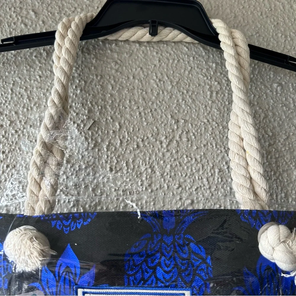 Hawaiian tote Black canvas bag with blue pineapple print NWT